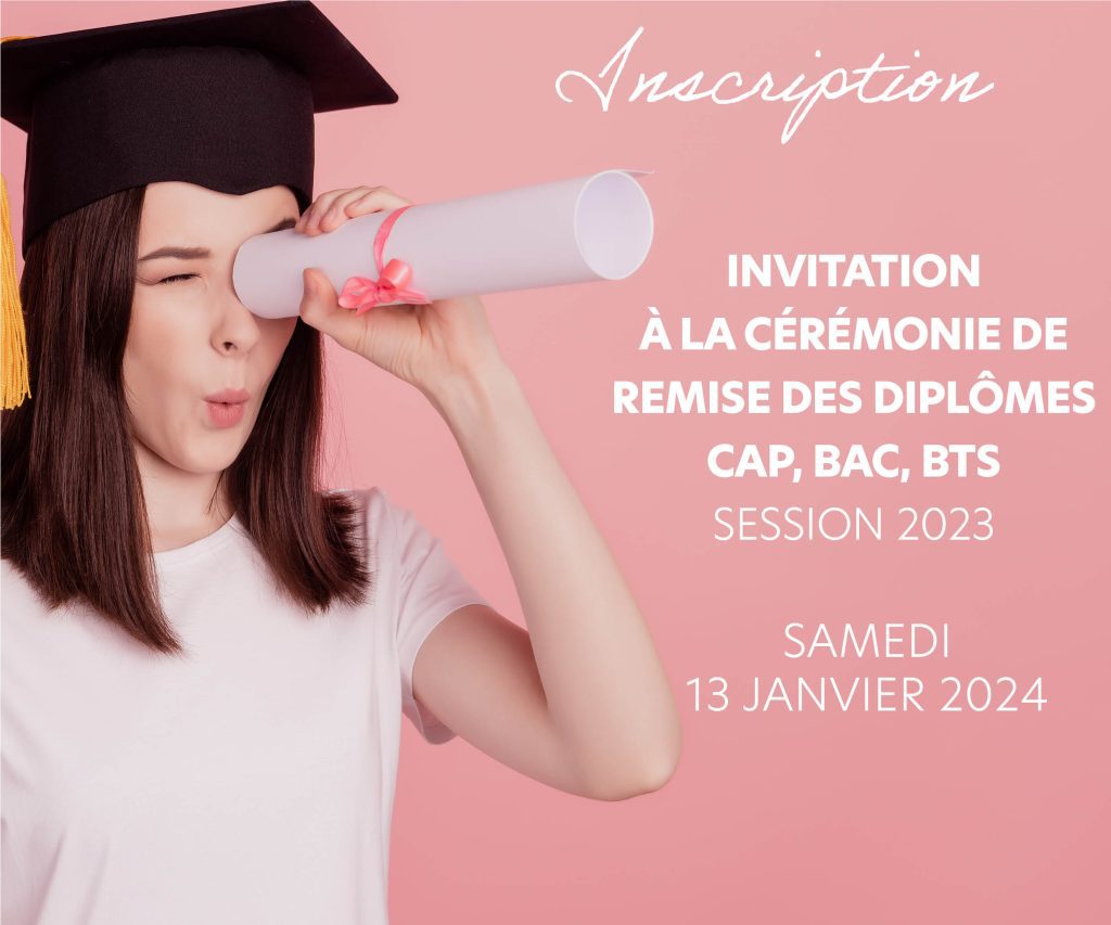 Chers élèves, chers parents, Nous avons le plaisir de vous inviter à la cérémonie de remise des diplômes qui se tiendra le Samedi 13 Janvier de 9h30 à 12h au lycée Briacé au Landreau.